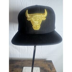 Mitchell & Ness NBA Chicago Bulls Black Gold Snapback Hat, Cap